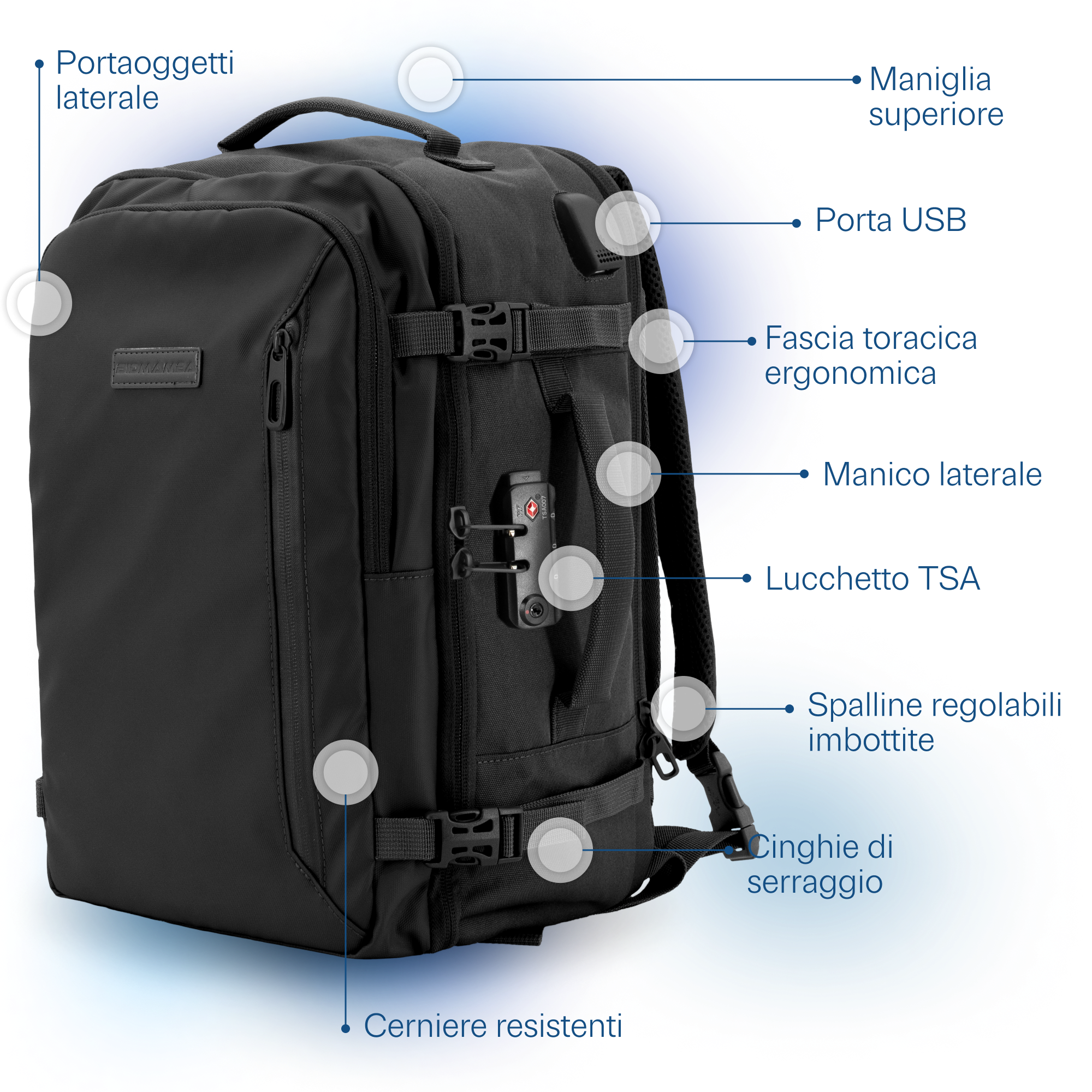 Mochila 40x20x25 Pro TSA Lock