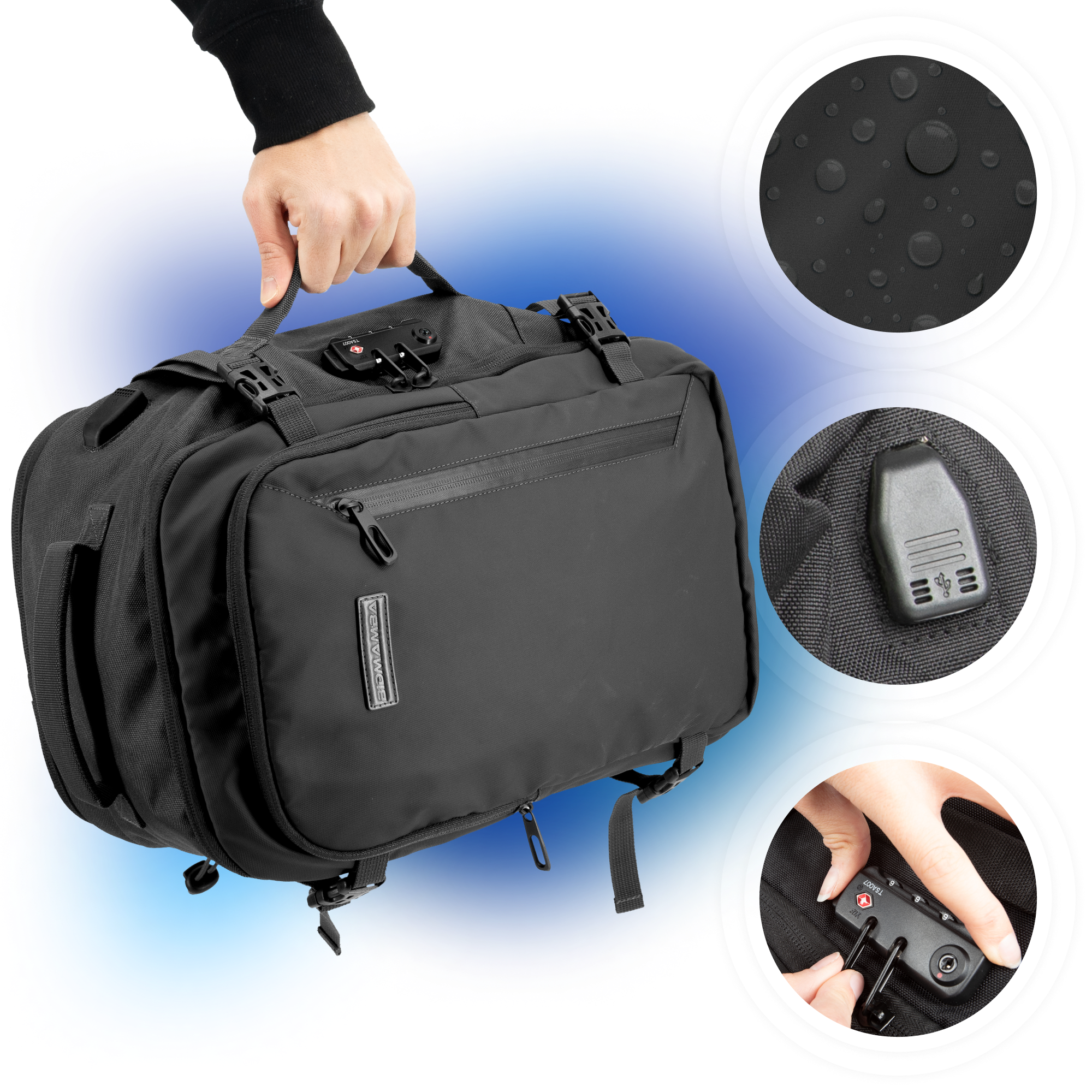 Mochila 40x20x25 Pro TSA Lock